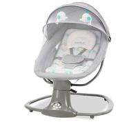 Asalvo KHALO Hamaca Balancín con Música y Bluetooth, Balanceo Automático 5 Niveles, Capota con Mosquitera, Juguetero con 2 Juguetes, reposa cabezas, Desde 0 Meses hasta 9 Kg, Textil Lavable, Gris