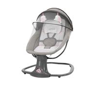 Asalvo KHALO Hamaca Balancín con Música y Bluetooth, Balanceo Automático 5 Niveles, Capota con Mosquitera, Juguetero con 2 Juguetes, reposa cabezas, Desde 0 Meses hasta 9 Kg, Textil Lavable, Gris