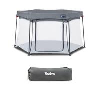 Asalvo LUXEMBURGO Parque Infantil Bebé Cuadrado y Plegable 150x150 cm, Corralito Bebe con Malla Transpirable, Parque de Juegos Bebe, Bolsa de Transporte, Fácil de Montar y Desmontar, Luxemburgo Gris