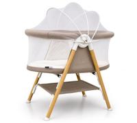 Asalvo Minicuna recién Nacido con mosquitera, Cuna Moisés Bebé Nidus Beige | Laterales de red transpirable, mosquitera, colchón, base de almacenaje y bolsa de transporte, hasta 9 kg