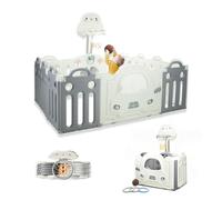 Asalvo Parque Infantil MONTESSORI Ampliable 160x120cm. Parque Bebe Canasta, Aros y Pelota. Corralito Bebe Antideslizante. Parque de Juegos Bebe Interior y Exterior. Corral Bebe Hasta 6 Años. Blanco