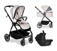 Asalvo RODAS Trío Convertible, 3 en 1, Silla de Paseo, Carrito de bebé, Silla de Auto, Confortable, Segura, Capota extensible, Suspensión en las Ruedas, Freno trasero, Carga Máxima 23 kg, Beige
