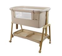 Asalvo Smart Minicuna Colecho Bebé 2 en 1 - Cuna Colecho con 7 Alturas Regulables, Ruedas con Freno, Colchón Incluido, Minicuna Bebé Recién Nacido (Beige)