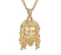 AsAlways Colgante de Jesús para hombre, acero inoxidable, chapado en oro de 14 quilates, joyería cristiana