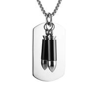 AsAlways Collar con colgante de aleación de acero inoxidable para hombre, estilo militar, resistente al agua, estilo militar, con cadena de 56 + 5 cm, 3.0 cm x 4.0 cm (Pendant), 60 cm (Total Length