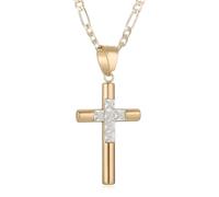 AsAlways Collar de cruz de oro para mujer, delicado collar con colgante de cruz chapado en oro de 14 quilates, collar de cruz simple con dije de cruz, regalo de joyería