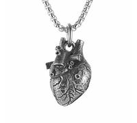 AsAlways Collar gótico anatómico de corazón de acero inoxidable con colgante de biología de órganos humanos