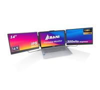 Asani Monitor portátil de 14 Pulgadas, Extensor de Tres Pantallas Full HD para portátiles, USB Tipo C más HDMI, Plug and Play, Compatible con portátiles de 13 a 17 Pulgadas, Pantalla de Panel IPS