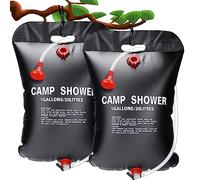 ASANMU 2 unidades de ducha solar para camping, 20 L, bolsa solar portátil, ducha de camping, ducha de jardín, ducha de agua caliente, saco de ducha, calentador solar, bolsa de agua, ducha de viaje con