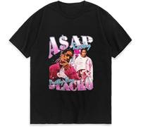 ASAP Rocky Graphic Print Men T Shirt Fashion Streetwear Vintage Punk Hip Hop Short Sleeve T-Shirt Cotton tee Shirt Black