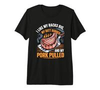 Asar Me Gustan Mis Racks Carne de Cerdo frotada a Tope Grande Camiseta Premium