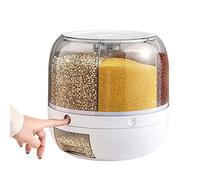 Asarly 6-Grid Rotating Food Dispenser, Dry Food Storage Container, One-Click Rice Output, for Pantry Organization and Storage, Plastic Canisters with Durable Lids Ideal for Cereal, Flour & Sugar