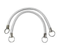 Asas De Bolsos Bolsos tejidos con asa de cuero moda for mujer, bolso hombro PU, correa, accesorios repuesto DIY, 25/40/50cm, 2 uds(Silver-Silver-40cm)
