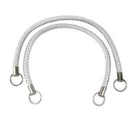 Asas De Bolsos Bolsos tejidos con asa de cuero moda for mujer, bolso hombro PU, correa, accesorios repuesto DIY, 25/40/50cm, 2 uds(Silver-Silver-50cm)