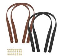 Asas para Bolsos PU, SPRHR 4 Piezas Asas para Bolsos Crochet, Asas de Cuero para Bolsos, Suave y Resistente, Modificado a Mano, Adecuado para Bolsos, Carteras Negro + Marrón Claro （60cm / 2cm）