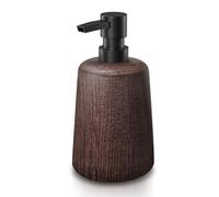 Asashizen Dispensador de jabón hecho a mano de madera marrón oscuro, bomba de plástico, decoración elegante de baño, bomba de loción recargable, botella de ducha, fondo antideslizante, duradero y