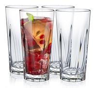 Asashizen Juego de 4 vasos de plástico de policarbonato apilables de 385 ml, vasos de acrílico aptos para lavavajillas, para niños para beber agua de jugo, fiestas de barbacoa, copas de cóctel