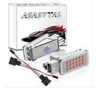 Asasytal Luces LED para el Maletero del Espacio para los pies Luz de Cortesía Debajo de la Puerta Súper Brillante Compatible con VW Sea-t Au-di A2 S2 Q5 Q7 R8 ect., Rojo, 2 Piezas