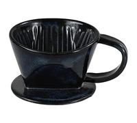Asayu Japan Cafetera de Filtro en Cerámica Minoyaki, Portafiltro de Papel para Preparación Lenta de Café Pour Over, Hecho en Japón (Azul Oscuro Navy, Portafiltro)