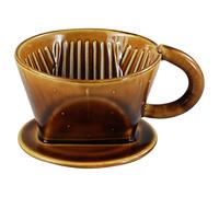 Asayu Japan Cafetera de Filtro en Cerámica Minoyaki, Portafiltro de Papel para Preparación Lenta de Café Pour Over, Hecho en Japón (Caramelo, Portafiltro)