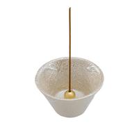 Asayu Japan - Quemador de Incienso Blanco Oro, Hecho en Japón por Artesanos Locales, Porta Incienso de cerámica con Soporte metálico para Varillas (Blanco Oro)
