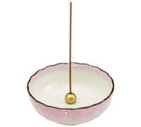 Asayu Japan - Quemador de Incienso, Hecho en Japón para Varillas, Porta Incienso de cerámica con Soporte metálico para Varillas (Loto Rosa, 10.5cm)