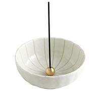 Asayu Japan - Quemador de Incienso, Hecho en Japón para Varillas, Porta Incienso de cerámica con Soporte metálico para Varillas (Loto Blanco, 10.5cm)