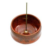 Asayu Japan - Quemador de Incienso Naranja Ladrillo, Hecho en Japón para Varillas, Porta Incienso de Cerámica con Soporte Metálico para Varillas (Naranja Rojo Ladrillo)