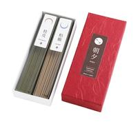 Asayu Japan Set 2-en-1 de Incienso Japonés Tradicional - Varillas Artesanales de Canela y Enebro Juniper, Set Harmony, Hecho en Japón - 40g