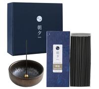 Asayu Japan Set de Varillas de incieso japonés de Bajo Humo y Portaincienso de Cerámica - Incienso con Aroma a Jardín Zen Japonés + Portaincienso Tradicional Zen, Regalo Yoga y Relajación