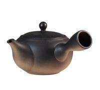 Asayu Japan Tetera Tradicional Kyusu - 430 ml (14.5 fl.oz), Negra/Marrón, Hecha en Japón (Tokoname Yaki) - Para Té Verde y Ceremonias del Té