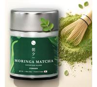 Asayu Moringa Matcha Powder (30g Tin) - Japanese Yame Matcha & Virgin Moringa Blend - Smooth Green Tea Superfood for Daily Use, Easy to Drink, Product of Japan