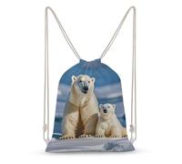 asbwuo 2 Polar Bears Drawstring Backpack Sport Gym Bags Yoga Shopping Travel Casual Daypacks for Women Men