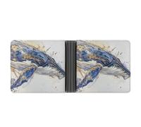 asbwuo A Picture of A Whale Leather Bifold Wallet with 2 Hidden Pockets 6 Card Slots Slim Wallets for Cash, Cards, and ID