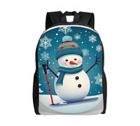 asbwuo Adorabile zaino natalizio con motivo a cartone animato, con pupazzo di neve e fiocco di neve, impermeabile, leggero, per laptop, borsa a tracolla, casual, per donne e uomini