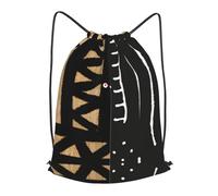 asbwuo Afrocentric Mud Cloth Print Outdoor Leisure Drawstring Backpack, Lightweight Waterproof Sports Bag For Men & Women - Gym, Yoga, Travel