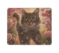 asbwuo Alfombrilla de ratón con diseño de Gato Vibrante Caminando Entre Flores, de Varios tamaños, con Cierre de Goma y Base de Goma Antideslizante.