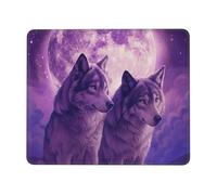 asbwuo Alfombrilla de ratón Mystic Moon Wolves con Borde Cosido, Antideslizante, Impermeable, de Goma, 8,3 x 10,3 Pulgadas