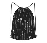 asbwuo Arrow Black Outdoor Leisure Drawstring Backpack, Lightweight Waterproof Sports Bag For Men & Women - Gym, Yoga, Travel