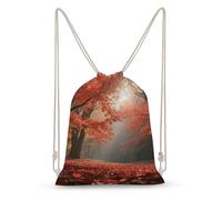 asbwuo Autumn Maple Drawstring Backpack Sport Gym Bags Yoga Shopping Travel Casual Daypacks for Women Men