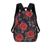 asbwuo Bellissimo zaino con fiori di rosa rossa, leggero, casual, da 17 pollici, da lavoro, da viaggio, per uomo e donna