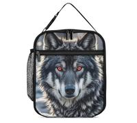asbwuo Big Black Wolf with Red Eyes Lunch Bag for Adults - Reusable Insulated Lunchbox, Leakproof Small Lunch Box Tote for Men & Women, Portable Food Cooler Bag for Work, Office, Picnics