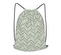 asbwuo Boho Mud Cloth Chevron Pattern Sage Green Outdoor Leisure Drawstring Backpack, Lightweight Waterproof Sports Bag For Men & Women - Gym, Yoga, Travel
