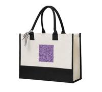 asbwuo Bolsa de compras de lona premium con estampado de leopardo morado: bolsa lavable y reutilizable para comestibles, gimnasio y viajes.