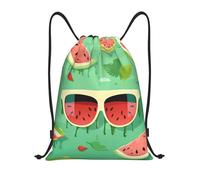 asbwuo Bolsa de gimnasio ligera con cordón para mujer, tamaño S, con diseño de sandía y gafas de sol, ideal para viajes deportivos.