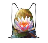 asbwuo Bolsa de gimnasio ligera con cordón para mujer, tamaño S, mochila de fútbol con diseño de nenúfar y sol, ideal para viajes deportivos.
