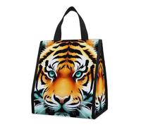 asbwuo Bolsa térmica reutilizable para el almuerzo, 9 l, a prueba de fugas, con diseño de Little Fat Tiger Head y bolsillos interiores para mujeres y hombres, ideal, picnics y camping.