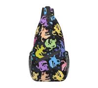 asbwuo Bolso bandolera con estampado de axolotl colorido para mujer y hombre, bolso bandolera con estampado de axolotl colorido, bolso de pecho, mochila informal para senderismo