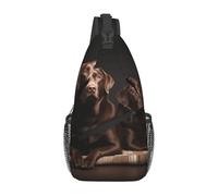 asbwuo Bolso cruzado en el pecho, mochila con bandolera en diagonal, bolso bandolera marrón con diseño de labrador retriever, mochila para viajes y senderismo