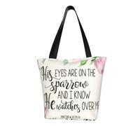 asbwuo Bolso de hombro His Eyes Are On The Sparrow, de poliéster de alta densidad, con cierre de cremallera y bolsillo interior, espacioso y ligero, ideal para el mercado, la playa y viajes.